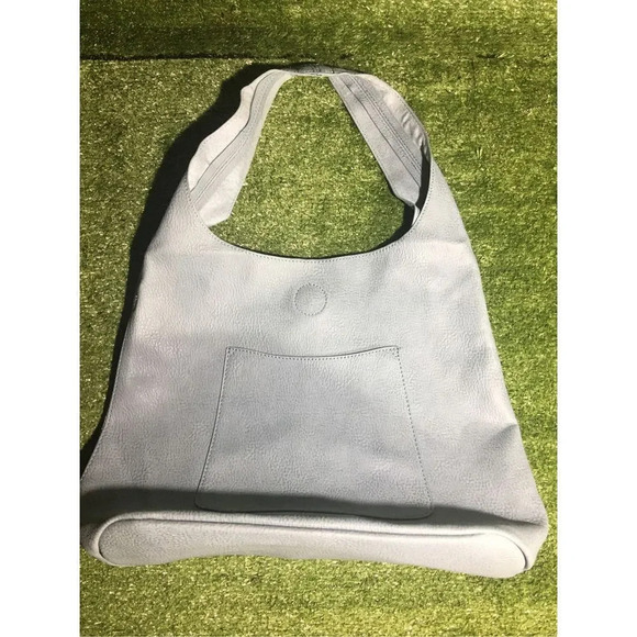 Womens Elena hobo bag 13”x14” single strap blue leather oversize beachy boho - Picture 2 of 3